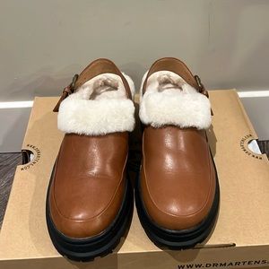 Like New Madewell Sigrid shearling slingback mule in dried maple